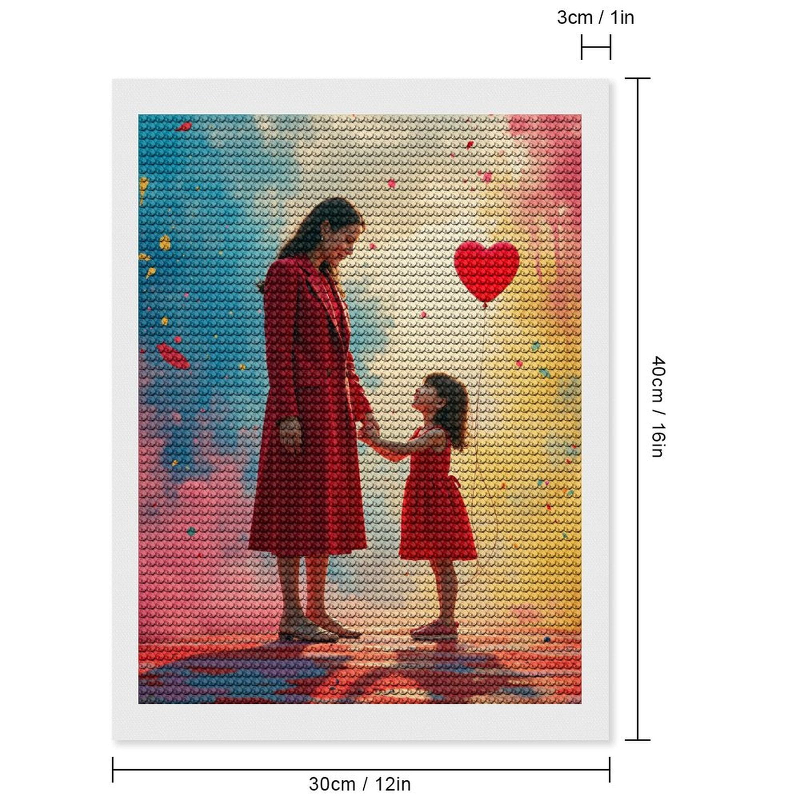 Diamond Art Kits for Adults, Mother Daughter Red Balloon Moment 5D Diamond Painting Kits for Adults Beginners, DIY Full Drill Diamond Painting, Gem Art and Crafts 12x16