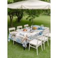 thumbnail image 3 of Outdoor Tablecloth with Umbrella Hole and Zipper, Thanksgiving Coastal Rectangle Table Cloth 60x84 Inch Waterproof Tablecloth, Blue White Pumpkin Starfish Coral Picnic Table Cover for Patio Camping, 3 of 7