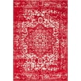 thumbnail image 3 of 4' x 6' Red and Ivory Traditional Medallion Rectangular Area Throw Rug, 3 of 7