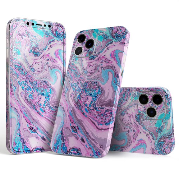 DesignSkinz Vivid Pink and Teal Oil Mix Full-Body Skin Decal Wrap Cover for iPhone 16 Plus