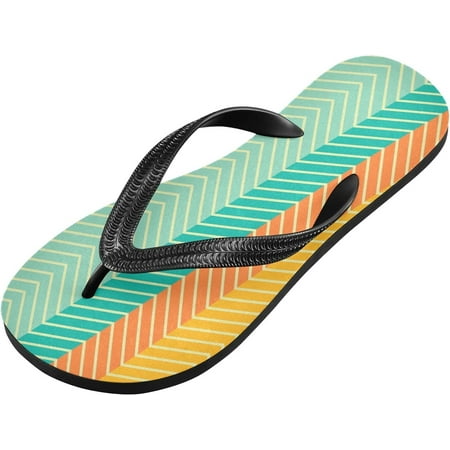 

Rainbow Striped Flip Flop Casual Non-slip Thong Sandals for Women Men Beach Summer Slippers XS Indoor Outdoor