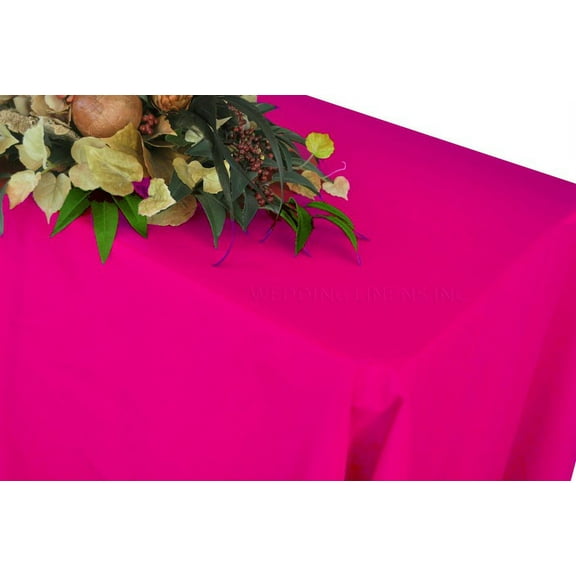 Wedding Linens Inc. 72" x 120" Heavy Duty(200 GSM) Rectangular Polyester Linen Tablecloth - Fuchsia