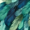 thumbnail image 6 of HAOXIT Round Tablecloth Watercolor Peacock Feather Washable Polyester Table Cloth Teal Blue Turquoise Floral Green Leaf Decorative Table Cover for Dining Banquet Indoor and Outdoor Use 46-50, 6 of 8