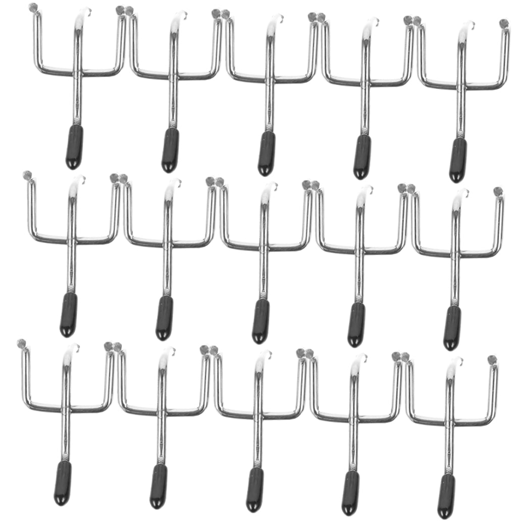 PAMINGONO 50Pcs Metal Pegboard Hangers Plated Silver Heavy Duty Hooks for Shop Garage Wall Storage