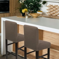 PiccoCasa 2Pcs Stretch Spandex Bar Stool Covers for Short Back Chair, Light Brown