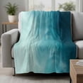 thumbnail image 2 of Blue Teal Ombre Blanket Soft Cozy Warm Throw Blanket for Couch, Plush Fuzzy Flannel Fleece Blankets for Sofa, Coastal Beach Modern Abstract Art Bed Blankets Lightweight Gifts for Women, 50"x80", 2 of 9
