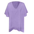 thumbnail image 4 of JIAYUE Womens Sweaters Solid Color Elbow-Length Drop Shoulder V-Neck Oversized Pullover For Ladies Soft Comfy Seasonal Loungewear, 4 of 4