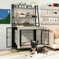thumbnail image 2 of Gymax Meuble Cage pour Chien avec Étagères de Rangement Chenil Industriel pour Chien avec Dessus Rabattable Gris, 2 of 10