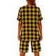 thumbnail image 2 of TaTaai Women's Summer Two Piece Outfit Plaid V-Neck Short Sleeve Button Blouse and Drawstring Waist Shorts Linen-Like Fabric Casual Matching Set Gift, 2 of 7