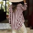 thumbnail image 4 of Guluxicc Women's Striped Shirts with Pocket Loose Long Sleeve V Neck Beach Tops for Summer Vacation Outfits, 4 of 5