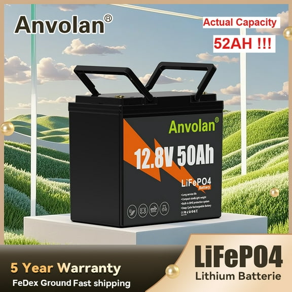 50AH LiFePO4 Lithium Battery 12Volt 50A BMS Low -Temp Deep cycles for Trolling Motor Solar Off-grid