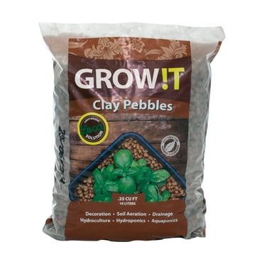 GROW!T GMC10L Hydroponic 100% Natural Clay Pebbles, .35 Cubic Feet/10 Liter Bag