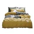 thumbnail image 2 of Graflsoa Ensemble de Housse de Couette Couleur Unie Toucher Doux avec Design Bicolore, Comprend Drap et Taies d'Oreiller, Plusieurs Options de Couleur (Jaune+gris, Rose+gris, Blanc+gris, Violet+gris, Orange Rosé+gris), 2 of 6