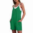 thumbnail image 6 of Frostluinai Womens Summer Casual Loose Rompers Athletic Sleeveless Stretchy Short Overalls Spaghetti Strap Wide Leg Jumpsuits with Pockets, 6 of 9