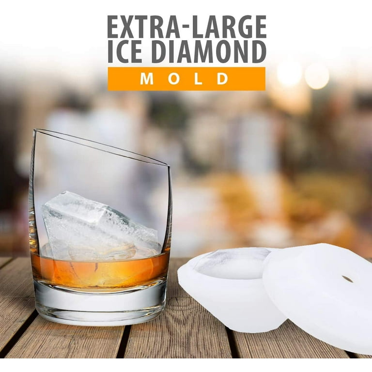 Bella Ice Cube Molds & Trays- Extra-Large Ice Diamond Silicone Mold. Great for Cocktails, Candy, Soap or Chocolate
