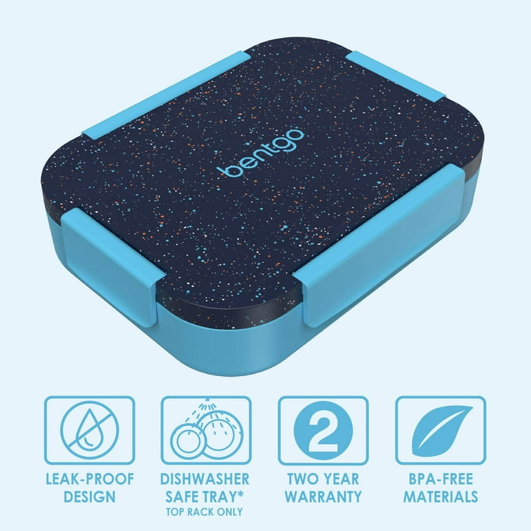 Bentgo Kids Lunch Box with Leakproof Lid and Tray - Blue Speckle