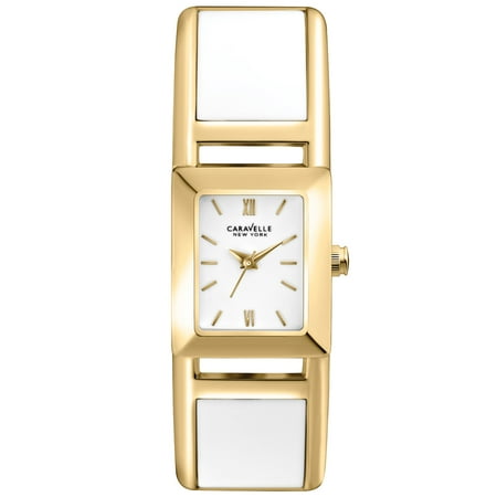 Caravelle 44L143 Womens New York White Dial Gold Steel Bracelet Quartz Watch