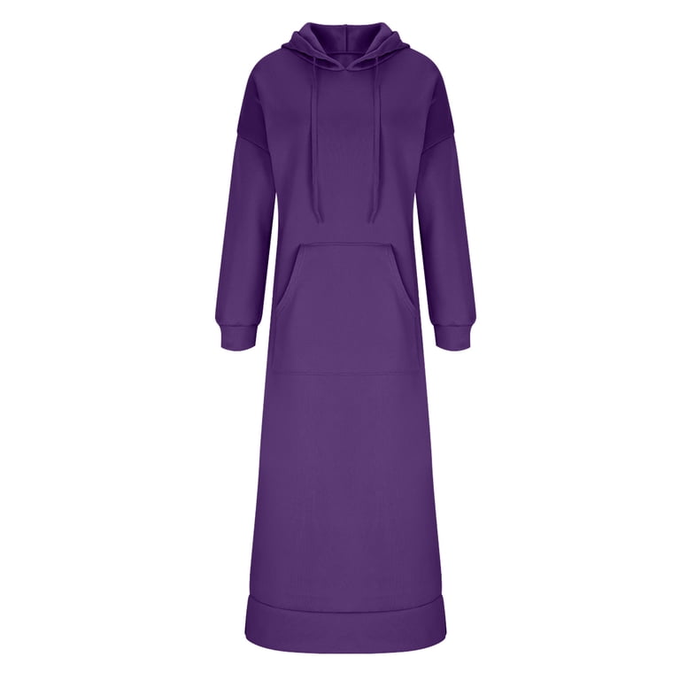 Women's Midi Dress Hoodie Dress Fashion Modern Daily Office Going out Regular Fit Plain Long Sleeve Hooded Black Wine Purple Orange Spring Fall Winter