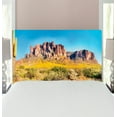 thumbnail image 1 of Saguaro Headboard, Blooming Brittlebush Superstition Wilderness by the Mountain Phoenix View, Upholstered Decorative Metal Bed Headboard with Memory Foam, Twin Size, Orange and Brown, by Ambesonne, 1 of 4