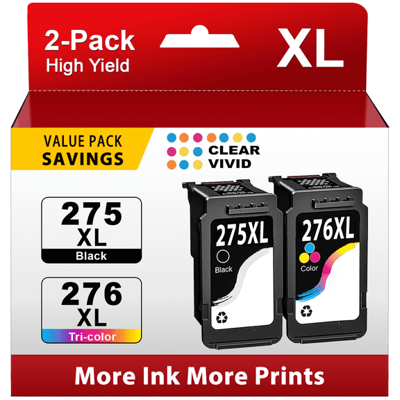 275 276 Ink for Canon Ink 275 and 276 275XL 276XL Compatible for Canon Pixma TS3522 TR4722 TS3722 Printer, 2 Pack