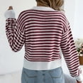 thumbnail image 6 of biudgviw Cardigan Sweaters for Women Long Sleeve Striped Open Front Cropped Tops Loose Soft Knit Bolero Fall Winter Outwear, 6 of 7