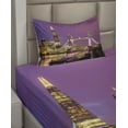 thumbnail image 3 of Ambesonne Europe Fitted & Top Sheet Set with Sham, Tower Bridge in London, Purple Yellow, 3 of 5