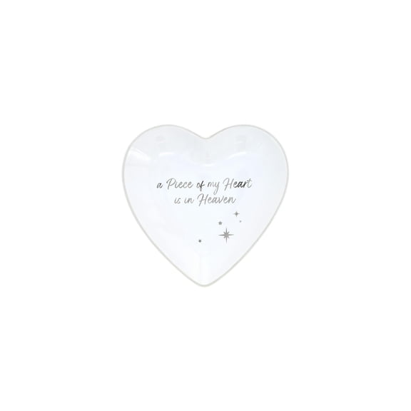Pavilion Gift Company - In Heaven - 4.5" x 4.5" x 0.75" Ceramic Heart Shaped Keepsake Dish Earrings Rings Bracelet Necklace Jewelry Tray Heartfelt Grieving Bereavement Memorial