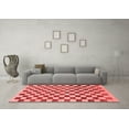 thumbnail image 3 of Ahgly Company Indoor Square Checkered Red Modern Area Rugs, 8' Square, 3 of 4