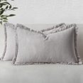 thumbnail image 1 of Fundas de almohada MIULEE decorativas de lino con flecos, color gris claro, 30 x 50 cm, 1 of 6