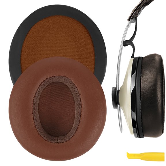 Geekria QuickFit Replacement Ear Pads for Sennheiser Momentum Over-Ear Headphones Ear Cushions, Headset Earpads, Ear Cups Cover Repair Parts (Brown)