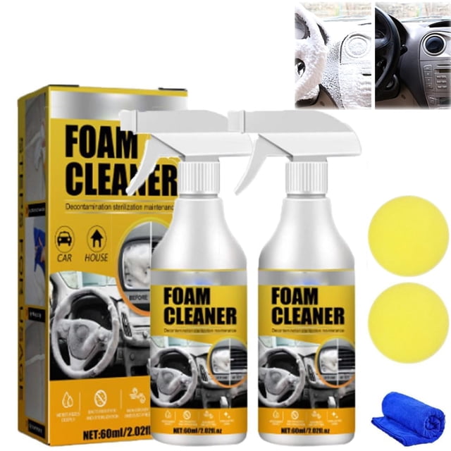 Limpiador en espuma iekufes, 2 piezas de 60 ml para interiores y asientos de auto