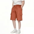 thumbnail image 2 of FAIWAD Boys Girls Cargo Shorts Loose Casual Elastic Waist Drawstring Knee Length Wide Leg Short Pants with Pockets, 3-14Y, 2 of 8