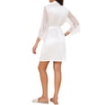 thumbnail image 3 of INSPIRE CHIC Women's Halloween Satin Kimono Robe Short Lace Sleeve V-Neck Bathrobe with Adjustable Waist Belt for Bridal Shower Wedding XL White, 3 of 6