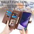 thumbnail image 6 of Zipper Storage Design Wallet Case for Samsung Galaxy S23 Ultra, Skin Friendly Feel Leather Case with Magnetic Clasp and Muliti-Card Slots Holster for Galaxy S23 Ultra,SZY Brown, 6 of 9