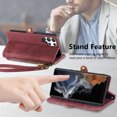 thumbnail image 4 of Mantto Case for Samsung Galaxy S24 Ultra, Zipper Wallet Card Holder Flip Stand Premium Leather with Removable Wristlet Strap, RFID Blocking Magnetic Closure Case for Samsung Galaxy S24 Ultra,Red, 4 of 10