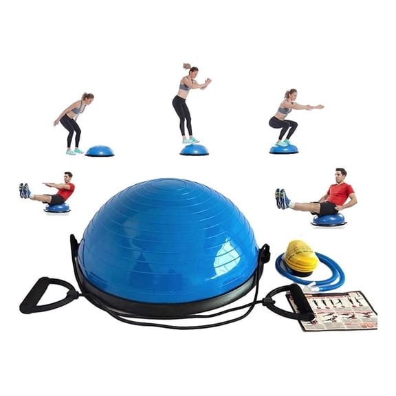 Half Ball Balance Trainer Stability Ball for Full Body Workout, Half Exercise Ball, Yoga Balance Ball Fitness Platform, Half Yoga Ball Balance Trainer Strength Training w 2 Resistance Bands