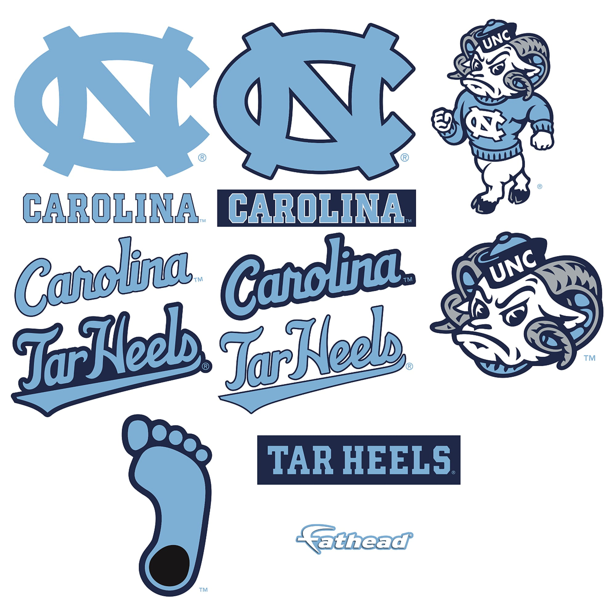 Fathead North Carolina Tar Heels: Logo Assortment - Large Officially  Licensed Removable Wall Decals - Walmart.com