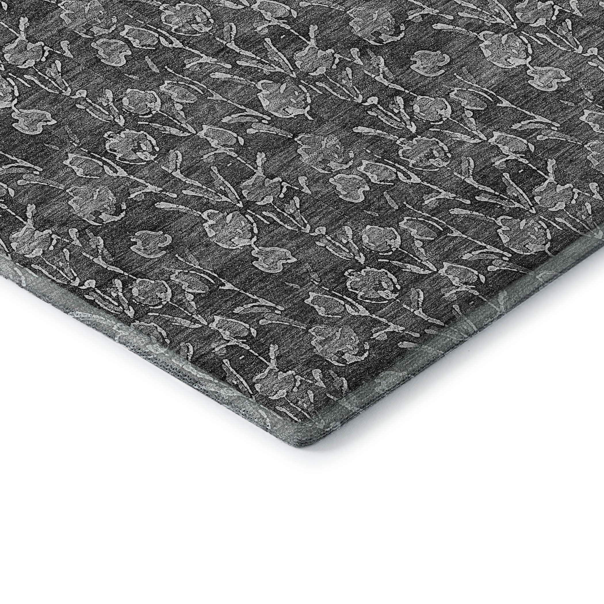 Addison Rugs Mayfield Washable Transitional Floral Gray Rectangle Rug, 9' x 12'