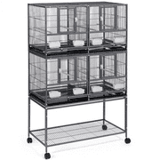 Yaheetech Double Stackable Wide Bird Cage with Rolling Stand,Hammered Black