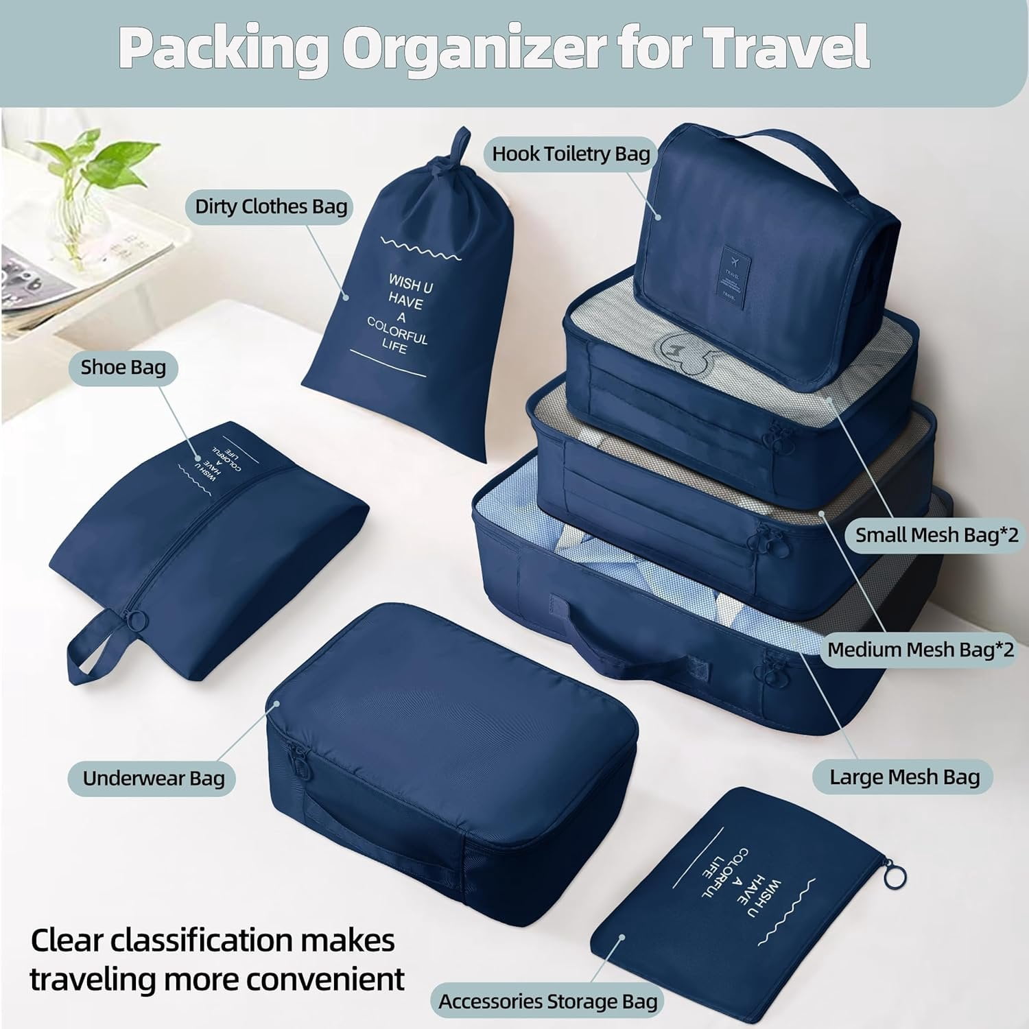 10 count Set Packing Cubes - Travel Packing Organizers, Expandable Suitcase Organizer, Luggage Organizer Bags