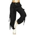 thumbnail image 2 of Sngxgn Women's Y2k Baggy Cargo Pants Low Waist Loose Fit Straight Wide Leg Pants Casual Streetwear Trousers with Pockets(Black,XXL), 2 of 5