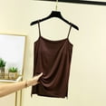 thumbnail image 2 of Womens Summer Tops Women's Neck Sleeveless Knit Ribbed Fitted Casual Crop Tank Top Lacy Top Crop Camisole with Shelf Bra Tops Women Pack Weight Set Women Bar Sleep for Soft Lace Bra Ladies Sil Brown L, 2 of 5