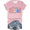 thumbnail image 2 of T-shirts d'Enseignante « Happy Friday » pour Femmes 2026 Été Tendance Manches Courtes Col Rond T-Shirts Graphiques « Funny Friday Weekend », 2 of 3