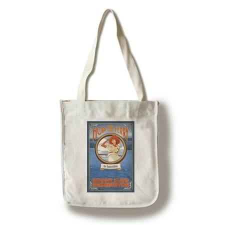 Cotton Womens Bag (Whidbey Island, Washington - Woman Riding Ferry - Lantern Press Artwork (100% Cotton Tote Bag -)