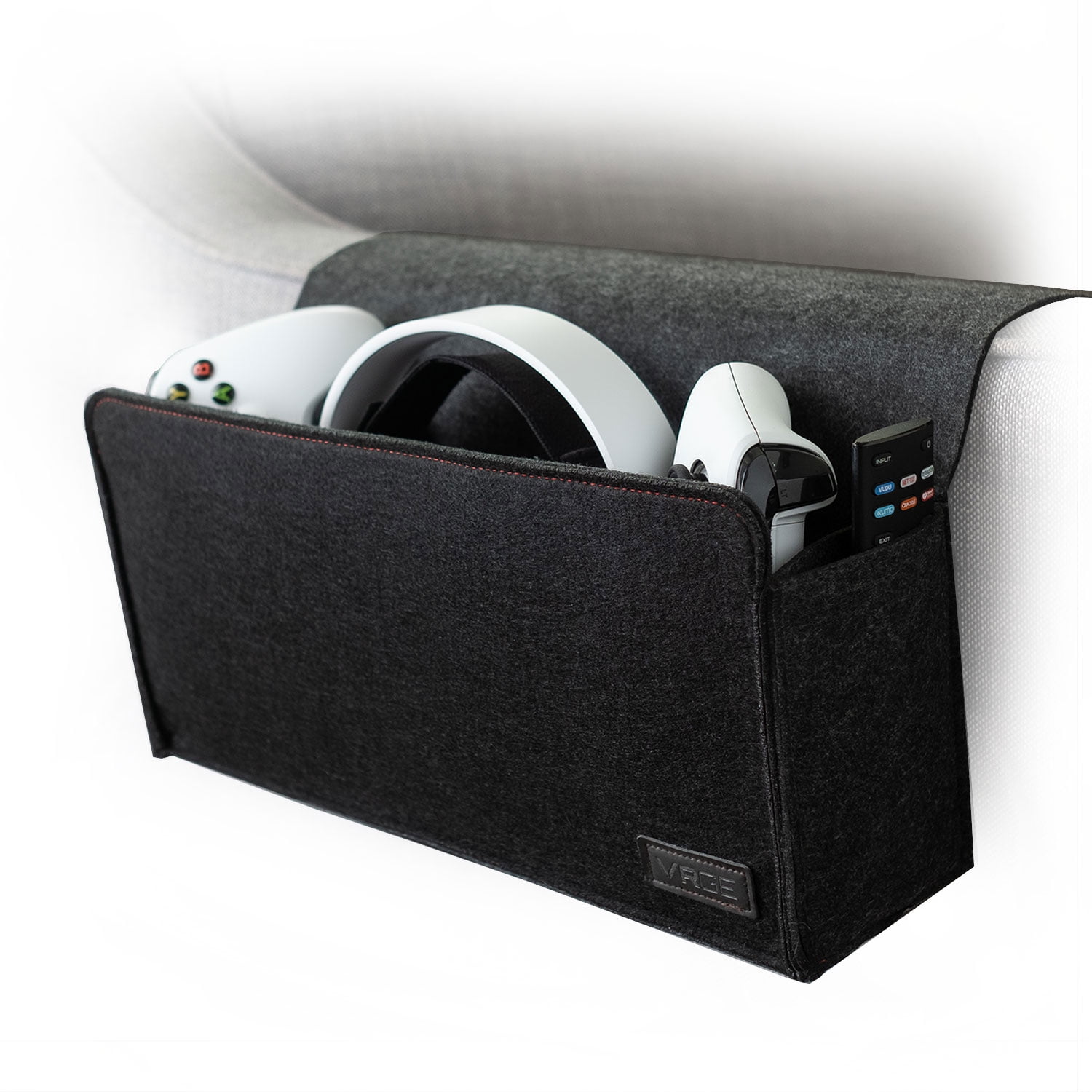 VRGE Couch Bedside Gaming Organizer Caddy Storage Mount for VR USB