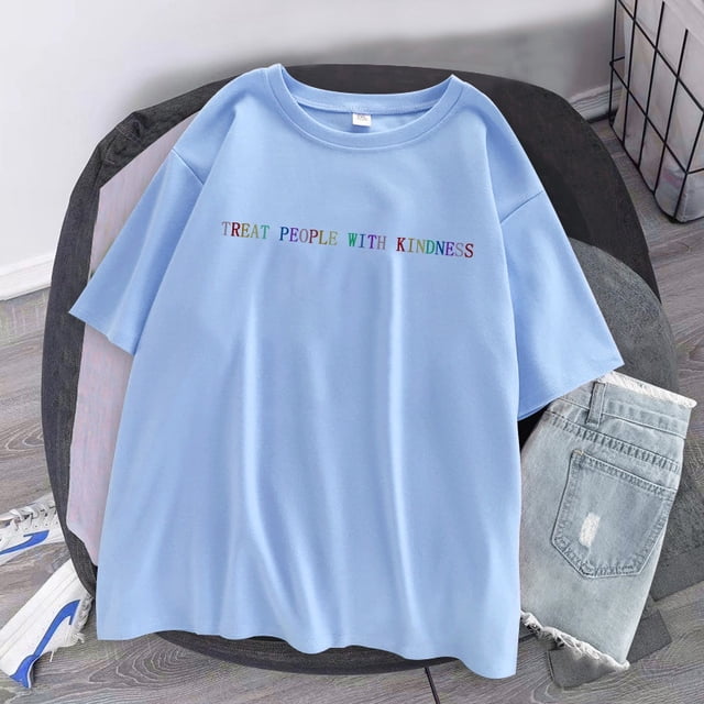 Summer casual style Harry treats kind people S-2XL fashion ladies retro casual punk alphabet hip hop t shirt female short sleevepangjing
