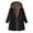 Black, variant on Womens Fashion Fleece Thicken Zipper Coat with Hood Loose Long Sleeve Winter Warm Casual Jacket Red XL(XL)