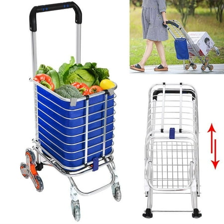 Wheeled Laundry Carts Folding Swivel Wheel Stair Climber Shopping Carts Aluminum Grocery Laundry Cart, 177 Pounds Capacity, Purple SMT ()