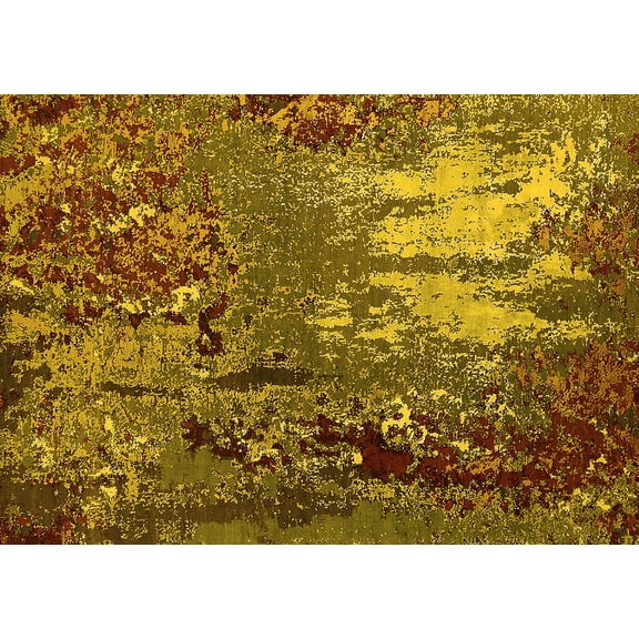 Ahgly Company Machine Washable Indoor Rectangle Oriental Yellow Industrial Area Rugs, 2' x 3'