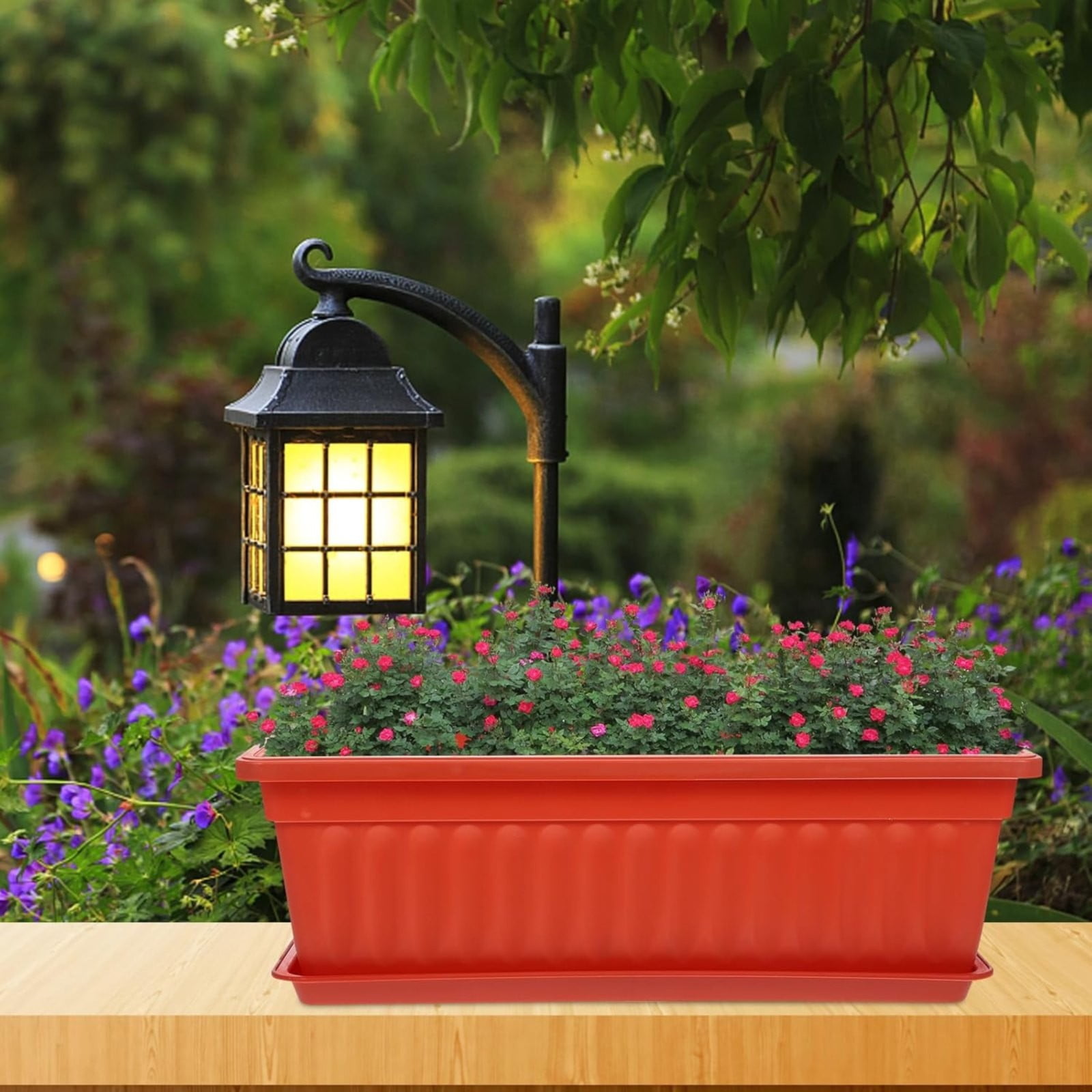 Plant Pots,Rectangular Window Trough Box, Long Planter Vegetable Flower Garden Pot, Rectangle Planters for Indoor Plants, Planter Boxes Outdoor with Tray for Garden Balcony Windowsill